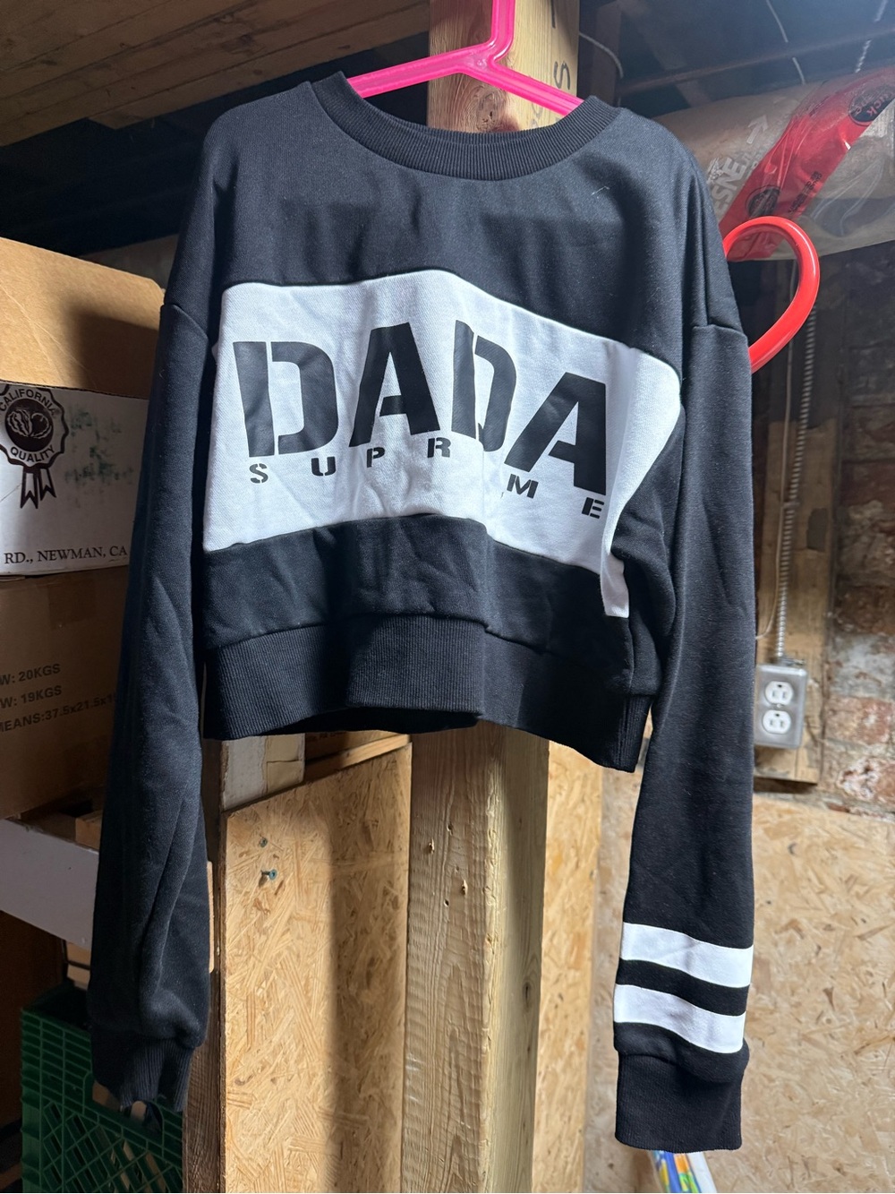 Vtg 90s Y2K Dada Supreme Women’s  Black White cropped sweatshirt Sz S